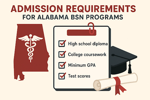 Checklist of admission requirements for BSN programs in Alabama