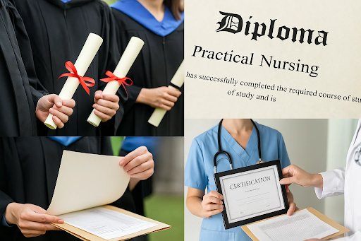 "Educational requirements for Alaska nursing license including diplomas, certifications, and practical nursing degrees"