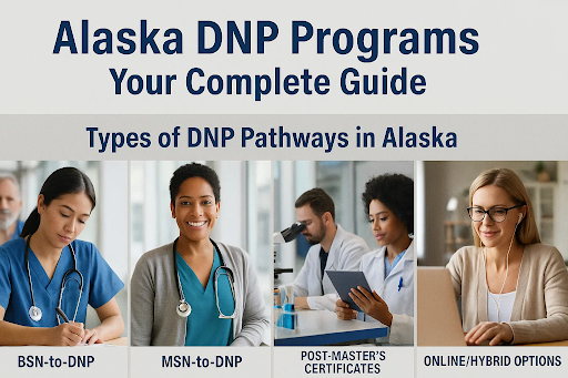Types of DNP pathways in Alaska, including BSN to DNP, MSN to DNP, and specialized tracks for advanced nursing practice.