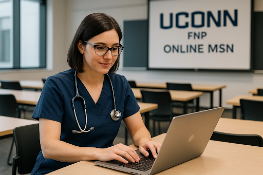 “Nurse studying online for UConn FNP and MSN program.”
