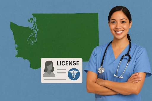 Washington state map highlighting compact nursing license eligibility