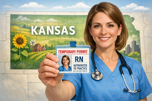 Temporary Kansas nursing license permit for nurses awaiting approval