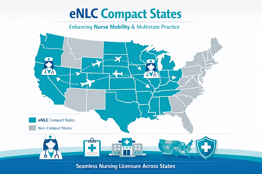 Map of compact states showing multistate nursing licensure coverage